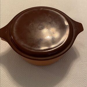 Vintage Pyrex old Orchard casserole dish with brown lid